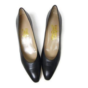Salvatore Ferragamo black leather pumps
